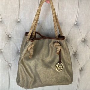 Michael Kors Gold Metallic Cloth w/ Rope Handles